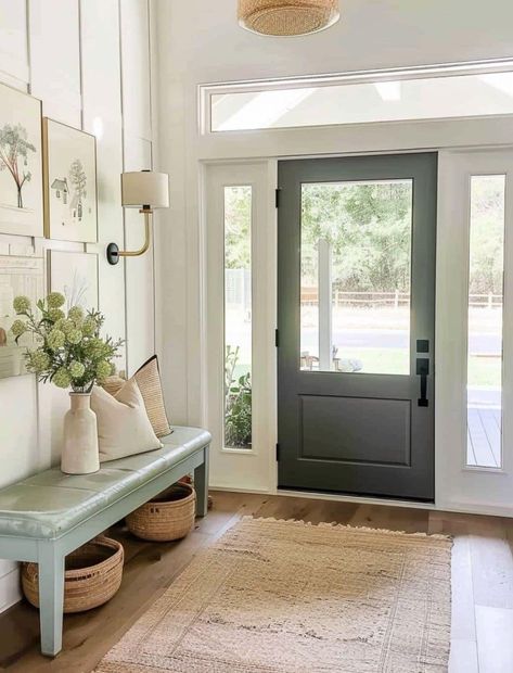 Ideas Entryway Entrance, Mud Room Addition, Foyer Ideas Entryway, Slate Floor, Foyer Ideas, Modern Entry, Slate Flooring, Room Additions, House Plans Farmhouse