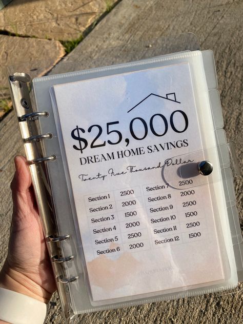 Product Description: Elevate your savings journey with our $25,000 Dream House Savings Binder, meticulously designed to help you systematically save for your dream home. This A5-sized binder is both practical and stylish, making it the perfect companion for your financial goals. Whether you're a first-time homebuyer or looking to upgrade, this binder will keep you motivated and on track. What's Included: -A5 Binder: Durable and elegant, available in multiple colors to match your style. -Laminate House Savings, Saving Binder, Savings Binder, Saving Money Chart, Budget Sheet, Money Chart, A5 Binder, Save For House, Life Binder