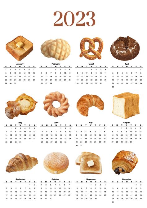 Aesthetic Bread, Due Date Calendar, 달력 디자인, Birthday Calendar, Simple Aesthetic, Calendar Design, Printable Calendar, Korean Food, Baby Birthday