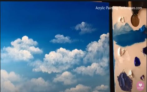 How To Paint Clouds: 10 Amazing and Easy Tutorials! Cloud Painting Acrylic, How To Paint Clouds, Mountain Painting Acrylic, Sky Art Painting, Art Basics, Acrylic Painting Lessons, Acrylic Painting Tips, Painting Art Lesson, Sea Painting