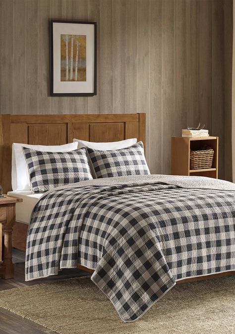 Woolrich Buffalo Check Oversized Quilt Gray 3 Piece Mini Set | belk Buffalo Check Quilt, California King Quilts, Oversized Quilt, King Quilt Sets, Cotton Quilt Set, Grey Quilt, Coverlet Set, Quilted Coverlet, King Quilt