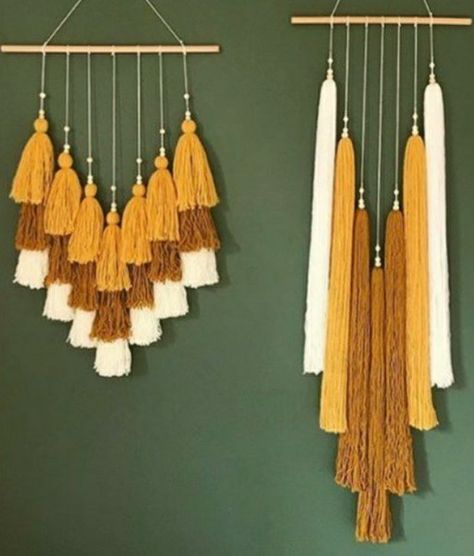 Home Decor Room Decor, Diy Wall Hanging Ideas, Flower Wall Hanging Decor, Room Hanging Decor, Diy Paper Wall Hanging, Simpul Makrame, Tassel Wall Hang, Pola Macrame, Wall Hanging Ideas