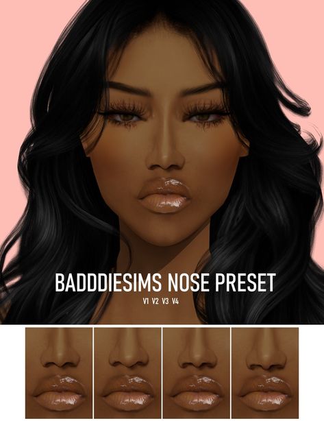 NOSE PRESET v1 v2 v3 v4 | Patreon The Sims 4 Skin, Cherry Hair, Sims 4 Body Mods, Sims 4 Characters, 3d Lashes, Sims4 Cc, The Sims4, Sims 4 Custom Content, Body Mods