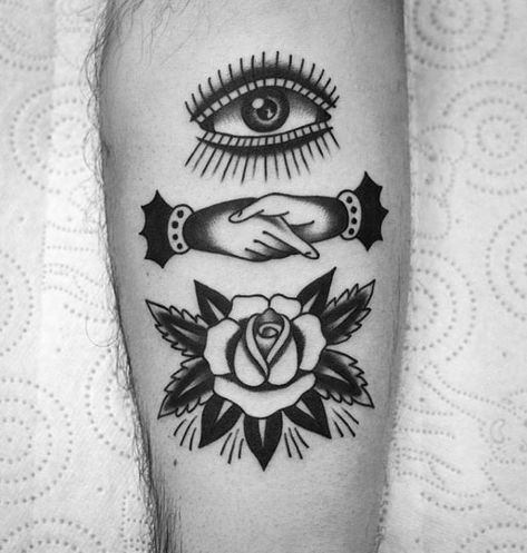 Mens Tattoo Handshake Design On Inner Forearm Handshake Tattoo, Feminist Tattoo, Girl Power Tattoo, Neotraditional Tattoo, Power Tattoo, Geometric Tattoo Arm, Traditional Tattoo Design, Full Sleeve Tattoos, Traditional Tattoo Art