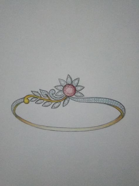 Bangle Sketch Design, Bangle Illustration, Bangle Drawing, Bracelet Illustration, Bracelet Drawing, Jewellery Designing, Accessories Design Sketch, Baby Jewelry Gold, Jewelry Rendering