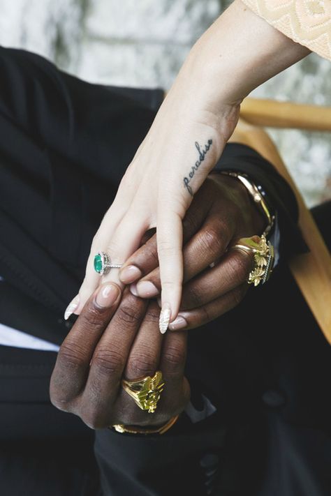 Tattooed Couples Photography, Side Hand Tattoos, Famous Star, Paradise Tattoo, Pretty Flacko, Asap Rocky, Lana Del Ray, Pattern Tattoo, Tattoo Placement