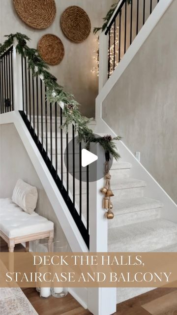 Cindy Harris | Lifestyle Influencer on Instagram: "For those of you who have been following along for a bit, I’m sure you saw our recent stair railing update! We initially chose black bars and a white railing but once it was finished we realized we made a mistake and didn’t like the white at all! 😳So we decided to go all black! Which means I had to decorate the railings twice! 🤪 No complaints though because we absolutely LOVE how it turned out! 🙌🏻 Head to my stories or scroll down in my reels to see what it looked like before any of our renovations! What is always your favorite Christmas decoration to put up? Is it the tree? Or a certain area of your home? Share with me below! #christmasdecor #christmasdecorinspo #christmastree #garland #christmasgarland #homeinfluencer #homedecorati Decorate Stairs For Christmas Railings, How To Decorate Stairs For Christmas, Railing Update, White Railing, Black Bars, White Staircase, Christmas Stairs, Lifestyle Influencer, Made A Mistake