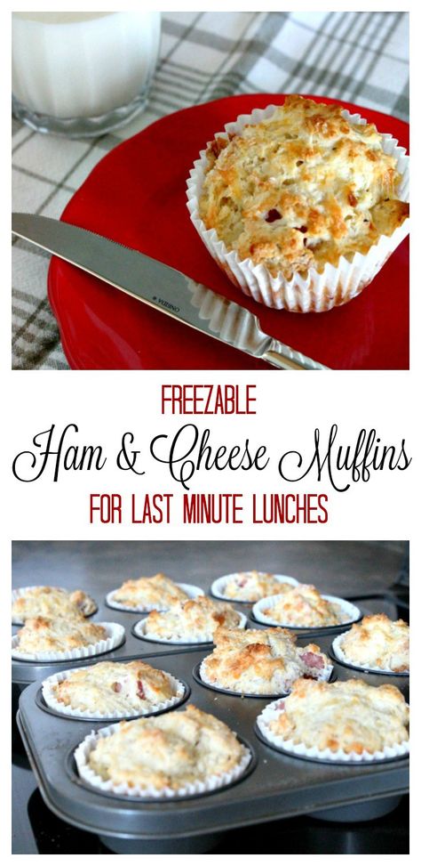 Ham and Cheese Muffins, Freeze ahead lunches, savory muffin recipes Ham And Cheese Muffins, Cheddar Muffins, Cheese Muffin, Savory Muffins Recipes, Easy Ham, Luncheon Meat, Savory Muffins, Cheese Muffins, School Week