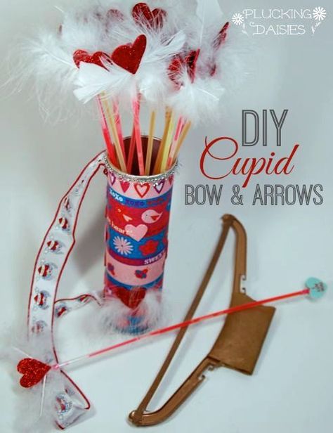 Arrow Crafts, Glow Stick Valentine, Cupid Bow, Green Craft, Valentine Crafts For Kids, Pretzel Sticks, Cupids Arrow, Cupids Bow, Bow And Arrow