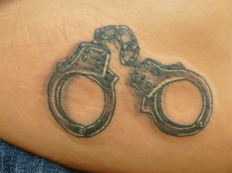 Handcuffs Handcuff Tattoo, Jail Tattoos, Police Handcuffs, Little Things, Tattoos For Women, Tatting, Tattoos, Pins, Quick Saves