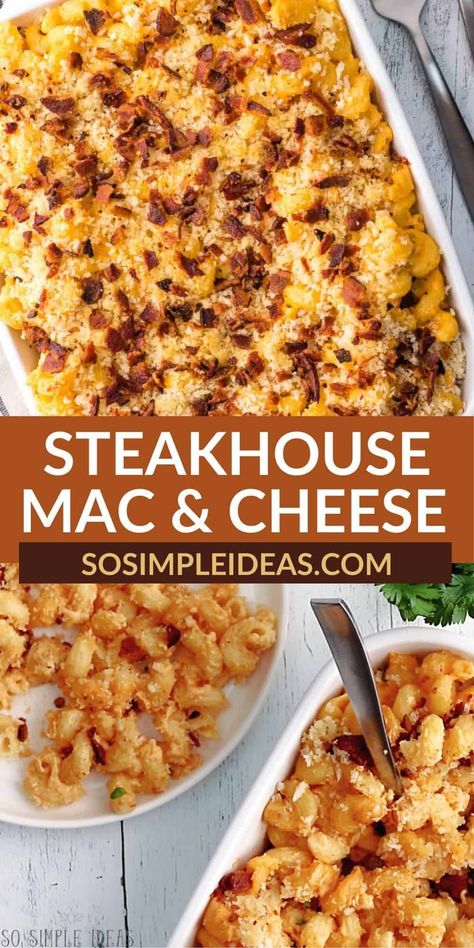 Love Longhorn Steakhouse Mac and Cheese? This copycat recipe is perfect for a weekend night with friends or family. It's sure to impress! Steakhouse Macaroni And Cheese, Long Horn Mac And Cheese, Steak House Mac And Cheese Recipe, Fancy Mac And Cheese Recipe, Longhorn Mac And Cheese Recipe, Outback Mac And Cheese Recipe, Steakhouse Mac And Cheese Recipe, Steak Mac And Cheese, Steakhouse Mac And Cheese