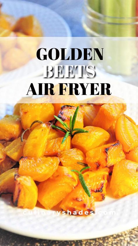 Golden beets are easy to cook in the air fryer for a side dish or to add to salads. They are vegan and gluten-free. Check out how to make roasted beets in the air fryer in under 30 minutes. Air Fryer Beets, Roasted Yellow Beets, Golden Beets Recipe, Roasted Beets Recipe, Roasted Golden Beets, Vegetarian Thanksgiving Recipes, Gluten Free Vegetarian Recipes, Golden Beets, Vegetarian Thanksgiving