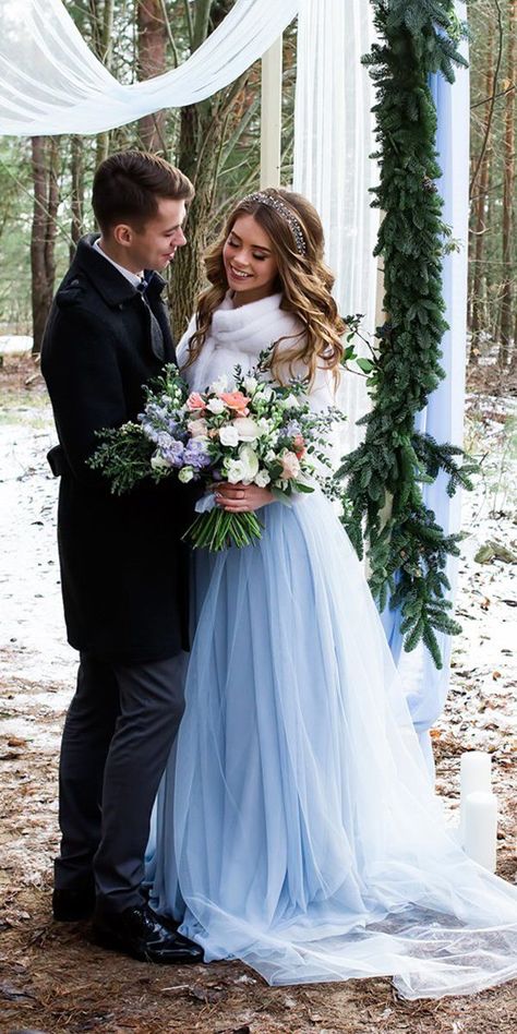 Winter wedding bouquet blue