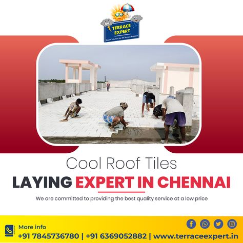 Terrace Expert in Chennai: Cool Roof Tiles Installation Service Looking for the best cool roof tiles laying installation service in Chennai? Look no further! Terrace Expert in Chennai specializes in providing top-notch installation services for cool roof tiles. Enhance the aesthetic appeal and energy efficiency of your rooftop with our expert installation techniques. ✅ Call Us: +91 7845736780 | +91 6369052882 #terraceexpert #coolingtilelaying #rooftileslaying Tiles Installation, Floor Tiles Design, Water Proofing, Cool Roof, Tiles Design, Roof Tiles, Tile Installation, Floor Tiles, Energy Efficiency