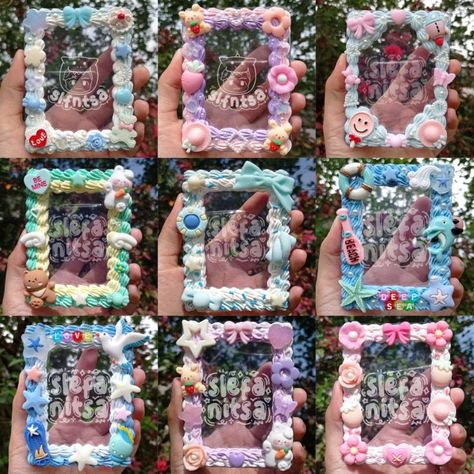 Deco Toploader Ideas Cream, Toploader Deco Ideas Cream, Decoden Picture Frame, Decoden Frame, Decoden Toploader, Deco Toploader, Toploader Deco, Decoden Diy, Hello Kitty Phone Case