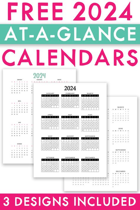 Year At A Glance Calendar, Free Printable Calendar Templates, At A Glance Calendar, Year At A Glance, Classic Happy Planner, 2024 Year, Engineer Prints, Free Calendar, Work Planner