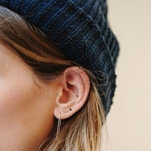 well, not exactly clothes, but... SO MUCH GOING ON. | 28 Adventurous Ear Piercings To Try This Summer Piercings Bonitos, Wedding Dress Brands, Septum Piercings, Multiple Earrings, Multiple Ear Piercings, Cute Piercings, Tragus Piercing, Fake Piercing, Ear Candy