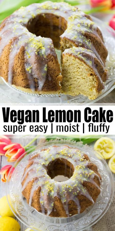 This vegan lemon cake is one of my favorite vegan baking recipes! It's so incredibly fluffy and moist! The "secret ingredient" is soy yogurt, which makes it super moist. Find more vegan recipes at veganheaven.org! #vegan #veganrecipes Recipes With Yogurt, Vegan Picnic, Vegan Easter Recipes, Vegan Lemon Cake, Vegan Easter, Vegan Baking Recipes, Lemon Bundt Cake, Vegan Cakes, Vegan Cake Recipes