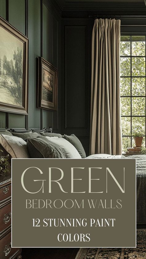 green bedroom walls Benjamin Moore Green Bedroom, Green Paint Colors Benjamin Moore, Sherwin Williams Paint Colors Green, Dark Green Paint Colors, Green Paint Colors Bedroom, Green Family Rooms, Green Bedroom Colors, Green Bedroom Paint, Kitchen Wall Color