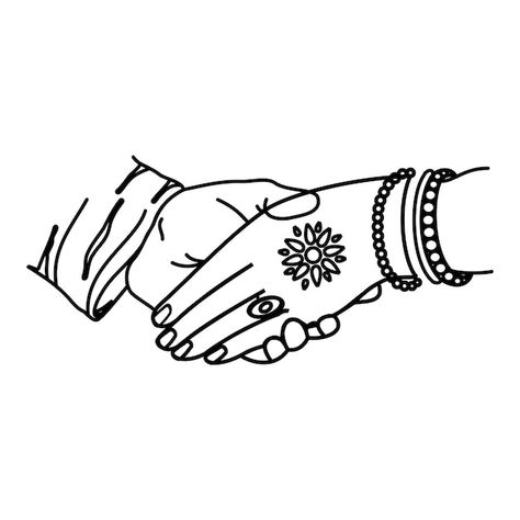 Indian_wedding_clipart_outline_symbol_ha... | Premium Vector #Freepik #vector #partnership #partner #handshake #pledge Indian Wedding Doodle, Indian Wedding Clipart, Wedding Clipart Free, Marriage Symbols, Marriage Album, Iphone Wallpaper Planets, Wedding Symbols, Hand Clipart, Couple Wedding Dress