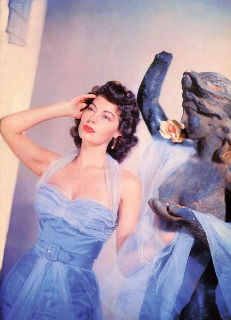 Ava Gardner in beautiful sky blue gown for Pandora and the Flying Dutchman. Ava Gardner Photos, The Flying Dutchman, Carolina Do Norte, Stars D'hollywood, Susan Hayward, Rhapsody In Blue, Flying Dutchman, The Killers, Ava Gardner