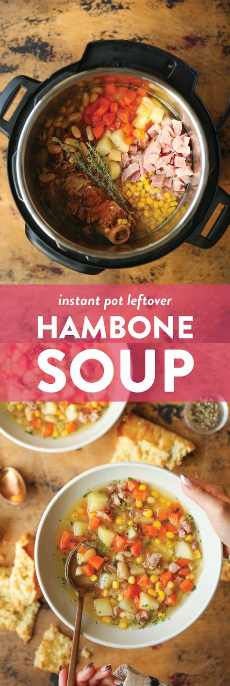 Hambone Soup, Ham Bone Soup Recipes, Ham Bone Soup, Bone Soup, Leftover Ham Recipes, Ham Bone, Ham Soup, Instant Pot Soup, Leftover Ham