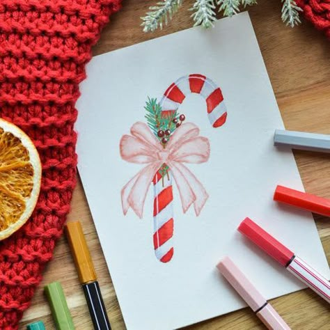 Sweet Drawing, Gift Wrapping Diy, Inspiration Artwork, Sweet Drawings, Hand Lettering Art, Personalized Cards, Watercolor Christmas Cards, Creative Gift Wrapping, Festive Collection