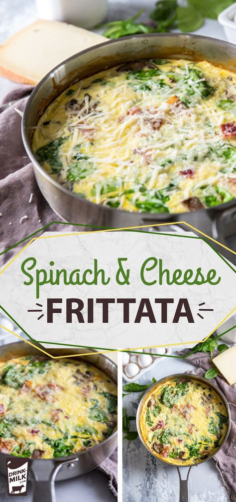 A healthy Spinach & Cheese Frittata pairs eggs with sun-dried tomatoes, red peppers and caramelized onions. Sprinkle in Gruyere or cheese. Spinach And Cheese Frittata, Casserole Breakfast Recipes, Casserole Breakfast, Spinach Cheese, Cheese Frittata, Recipe Breakfast, Frittata Recipes, Quick And Easy Dinner, Spinach And Cheese