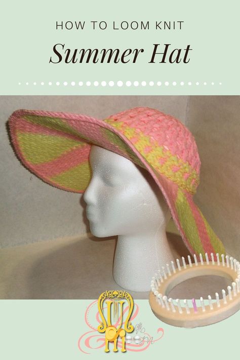 Have fun creating this big brimmed summer hat on the loom!!! Loom Knitting Patterns Free, How To Loom Knit, Round Loom Knitting, Circle Loom, Fun Loom, Loom Hats, Loom Yarn, Loom Knitting Tutorial, Loom Knit Hat