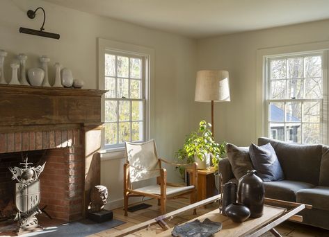 Workstead Reinterprets an 1850s Hudson Valley House for Modern Family Life Antique Brick Fireplace, Cottage Images, Built In Cabinets, Cottage Design, Bedroom Layouts, Colonial House, Rolling Hills, Modern Family, Hudson Valley