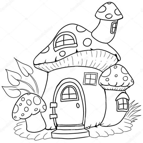 Mushroom House Coloring Pages, House Coloring Pages, Doodles Bonitos, House Colouring Pages, Mushroom Drawing, Coloring Pages Free Printable, Horse Coloring Pages, Free Coloring Sheets, Dog Coloring Page