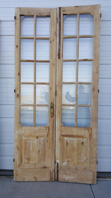 Interior Double Glass Doors, Antique Pantry Doors, Antique French Doors Interior, French Doors Office, Small French Doors, Beautiful Pantry, Antique French Doors, Traditional Front Doors, Interior Door Knobs