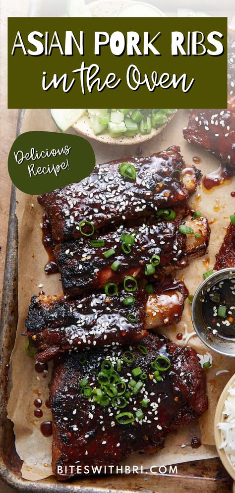 Sticky Asian Pork Ribs, Garlic And Soy Sticky Ribs, Asian Pork Ribs In The Oven, Pork Rib Glaze, Asian Style Pork Ribs, Korean Ribs Oven, Asian Pork Ribs Recipe, Asian Ribs Recipe Korean Style, Korean Bbq Ribs Recipe