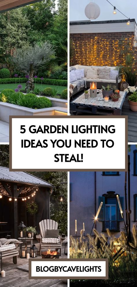 5 garden lighting ideas Garden Lighting Ideas, Garden Lighting Design, Diy Greenhouse, Garden Lights, Colourful Cushions, Apartment Balcony Decorating, Garden Pathway, Gorgeous Gardens, Step Lighting