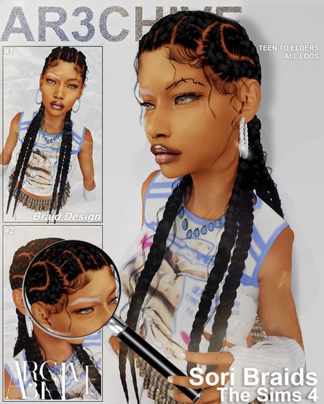 the sims 4 Braids hairstyles  - Gamingwithprincess Sims 4 Cc Kids Clothing Girls Black, Sims 4 Braids, Black Sims 4 Cc, 4 Braids Hairstyle, Sims 4 Patreon, Sims 4 Black Hair, 4 Braids, Mod Hair, Cc Hair