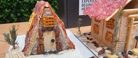 7 MOST INCREDIBLE CHARCUTERIE CHALETS FOR 2022 – Edible Architecture Charcuterie Chalet, Edible Architecture, Snack House, Cracker House, Wasabi Peas, Edible Creations, Vegan Cream Cheese, Fresh Broccoli, Texas Style