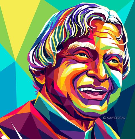 Digital Portrait Poster : Dr. A. P. J. Abdul Kalam on Behance Portrait With Geometric Shapes, Pop Art Painting Portrait, Swachh Bharat Drawing Posters, Apj Abdul Kalam Sketch, Apj Abdul Kalam Drawing, Art Coloring Tips, Abdul Kalam Drawing, Posterized Portraits, Digital Art Coloring Tips