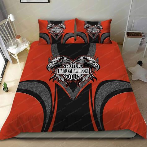 Click link to buy it: . ✔ Fast shipping. ✔ Limited design. Bedding set is a must-have for any luxury home. From the beautiful fabrics to the intricate details, our bedding set set is sure to beautify your bedroom and allowing a comfortable night’s Harley Davidson Bedding, Bed Coverings, 3d Bedding, Rose Bedding, Motorcycle Logo, King Size Bedding Sets, Set Bed, High Quality Bedding, Soft Bedding