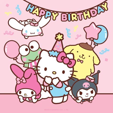 Sanrio Birthday Drawing, Hello Kitty Drawing Sketches, Happy Birthday Drawings, Happy Birthday Text, Melody Hello Kitty, Birthday Text, Kitty Art, Kitty Drawing, Hello Kitty Drawing