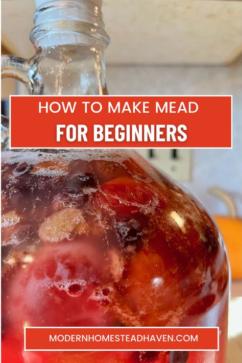 A glass carboy fermentation jug with plums and grapes in the mixture. Making Mead, Make Mead, Mead Wine, How To Make Mead, Wine At Home, Mead Recipe, Fermented Honey, Modern Homestead, Honey Wine