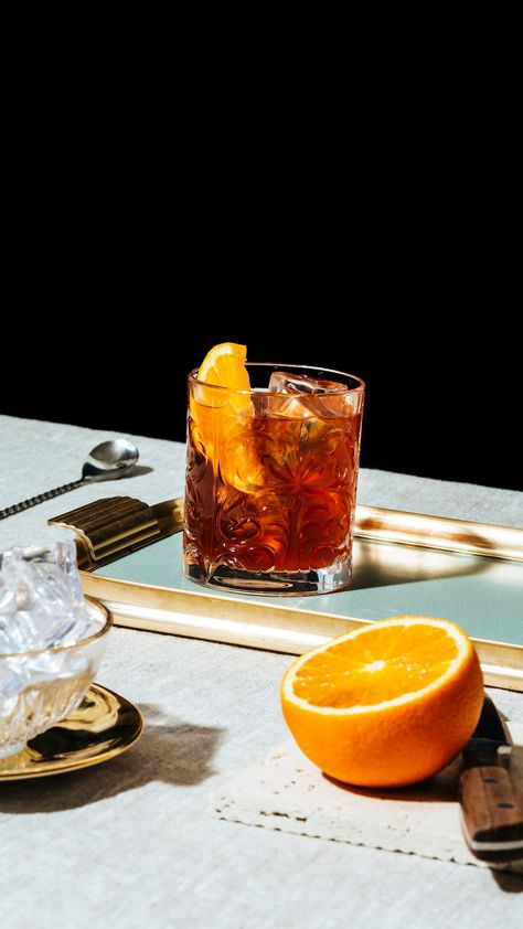 Italian Cocktail Recipes, Italian Cocktails, Orange Wedges, Orange Twist, London Dry Gin, Angostura Bitters, Old Fashioned Cocktail, Green Olives, Three Ingredient