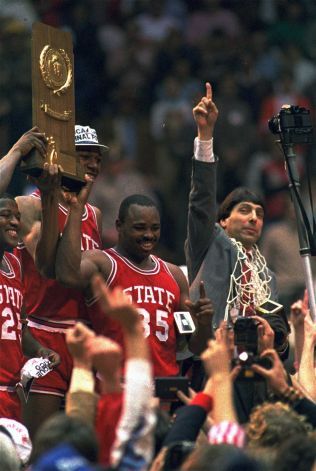 Derek Wittenberg, Thurl Bailey, Sidney Lowe and Coach Jim Valvano - NC State Jim Valvano, Nc State Basketball, North Carolina Colleges, Basketball Aesthetic, Basketball Rules, Basketball Tickets, Nc State University, North Carolina State University, Nc State Wolfpack