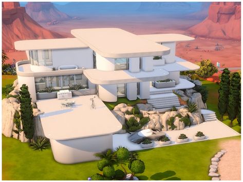 Modern Mansion Design, Modern Futuristic House, Sims4 Lots, Q & A Design, Lotes The Sims 4, Futuristic House, The Sims 4 Lots, Modern Futuristic, Sims Free Play