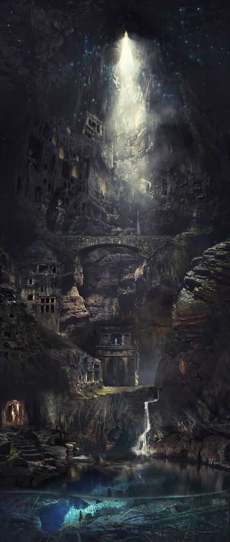 Dwarven City, Cave City, Underground Cities, 다크 판타지, Fantasy City, Fantasy Castle, Fantasy Setting, Fantasy Places, The Cave