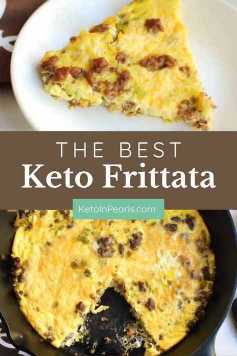 Try this Keto Frittata  as part of your keto diet! This cheesy ground beef frittata doubles up, as perfect for a weekday morning keto breakfast or a keto brunch with friends. Frittata Recipes Keto, Keto Frittata Recipes Breakfast, Carnivore Frittata, Egg Fritata Recipe Healthy, Fritatta Recipe Bacon, Low Carb Frittata, Keto Brunch, Ketogenic Breakfast, High Protein Pancakes