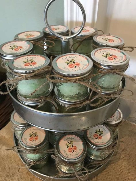 Peach Party Favor Ideas, Bath Salt Shower Favors, Baby Shower Party Planning, Ideas For Baby Shower, Showers Ideas, Peach Baby Shower, Baby Boy Shower Party, Country Baby Shower, Hazel Grace