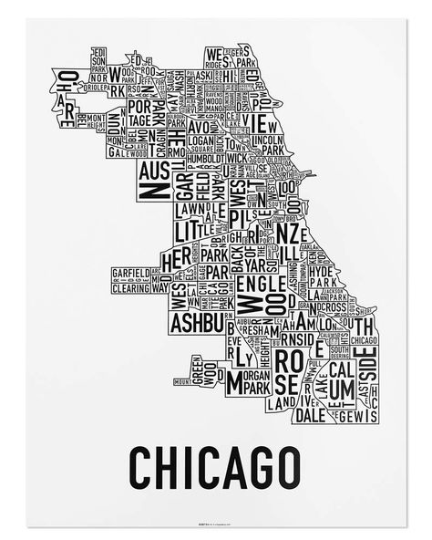 PRICES MAY VARY. typographic poster of a map of Chicago neighborhoods independently made in Chicago, Illinois eco-friendly veggie-based inks and 100 percent post-consumer-waste poster weight paper original modern, typographic design ships rolled in a sturdy cardboard tube This map of Chicago, Illinois is designed in the Ork Posters original typographic map style. It's broken down into the neighborhoods within the city limits of Chicago. The letters of each neighborhood's name are turned and care Chicago Map Art, Chicago Neighborhoods Map, Beer Map, Chicago Decor, Map Of Chicago, City Posters, Chicago Map, Map Projects, Chicago Neighborhoods