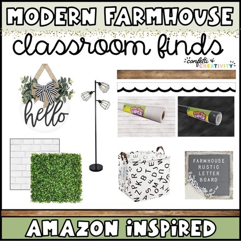 Modern Farmhouse Classroom finds | Confetti and Creativity Farmhouse Classroom Decor Middle School, Modern Farmhouse Classroom, Hs Classroom, Farmhouse Classroom Decor, Vice Principal, Classroom Decor Middle, Middle School Classroom Decor, Farmhouse Classroom, Classroom Decor High School