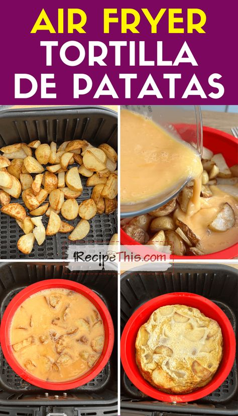 Spanish Potato Omelet, Spanish Omelette Recipe, Air Fryer Tortilla, Gluten Free Dairy Free Dinner, Spanish Potatoes, Spanish Tortilla, Spanish Omelette, Tortilla Strips, Silicone Baking Pans