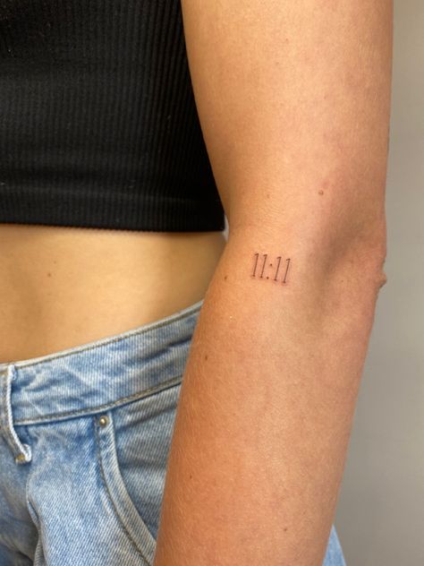 #tattoo #finelinetattoo #armtattoo #smalltattoo #1111 @mollybabuniak @terrie_titouutattoo 11 11 Tattoo Placement, Small Tattoo Arm Placement, Places For Small Tattoos, 1111 Tattoo Design, 11 11 Tattoo Ideas Fonts, Word Tattoo Placement, Cute Tattoo Placement For Women, 1111 Tattoo Ideas, 11:11 Tattoo